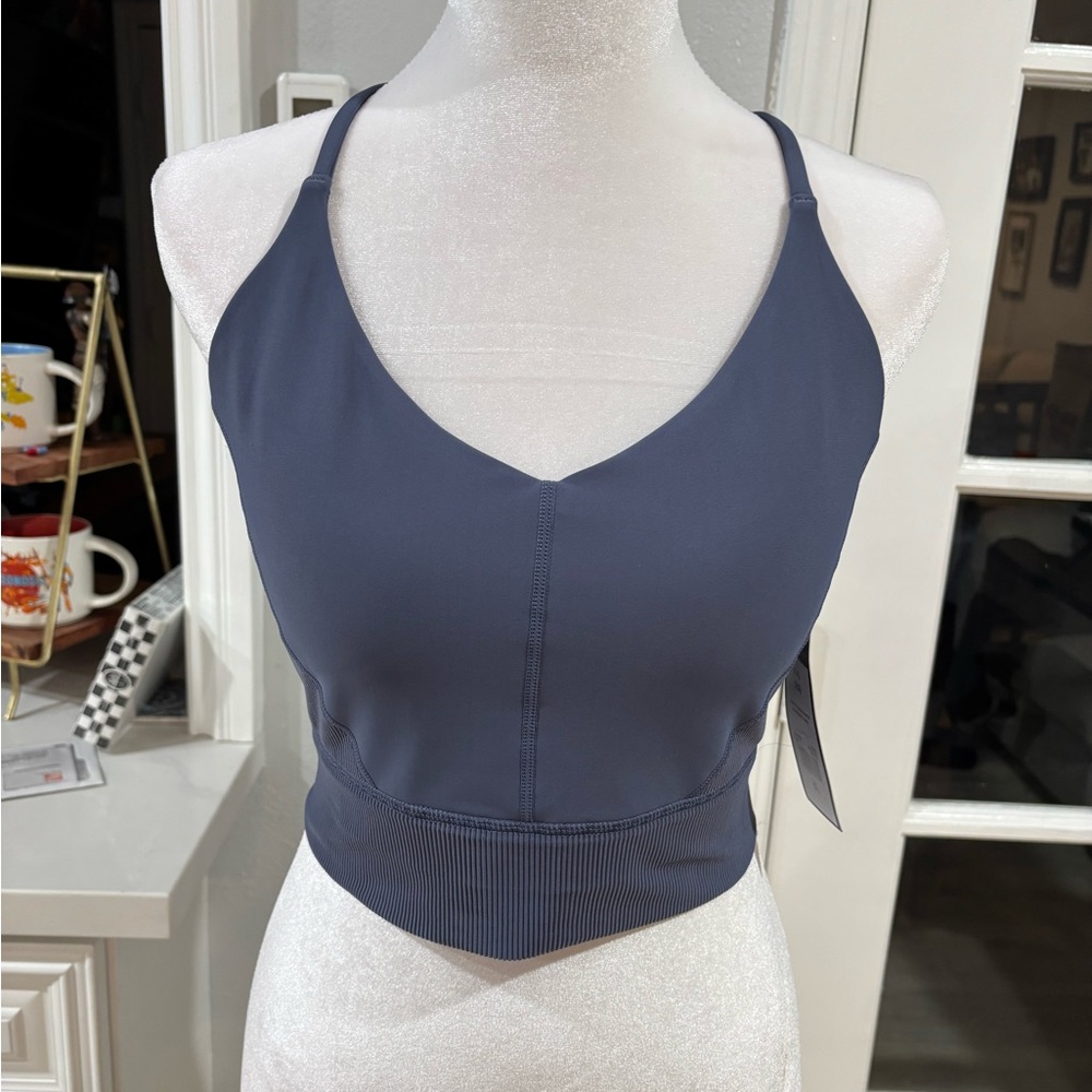 BCBG Slate Blue V-Neck Longline Bralette